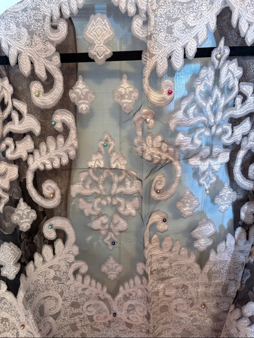 Sheer Paisley Shawl - Black & Taupe - Picture 2 of 4